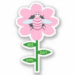 Adesivo Feliz Bumblebee de Aniversário Rosa