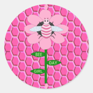 Adesivo Feliz Bumblebee de Aniversário Rosa