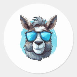Adesivo Feliz burro com óculos escuros num fundo azul