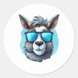 Adesivo Feliz burro com óculos escuros num fundo azul
