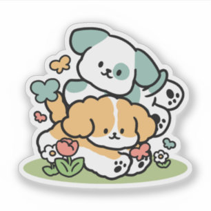 Adesivo Feliz Cachorro A Cair Em Maio - Arte Canina Kawaii