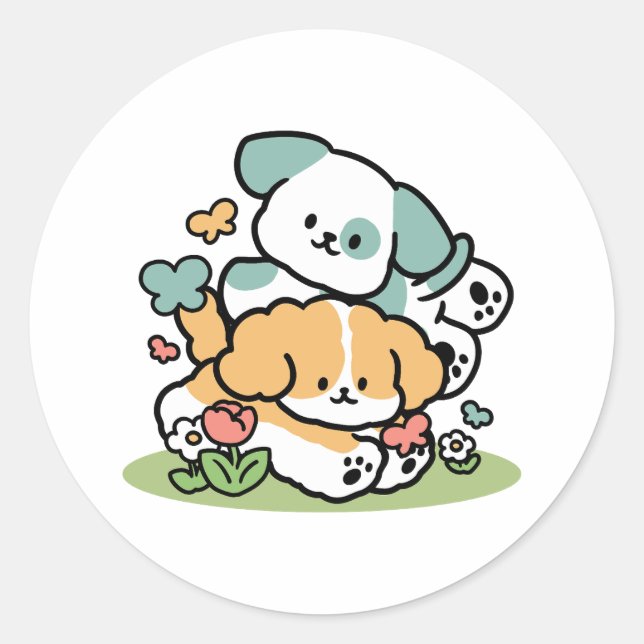 Adesivo Feliz Cachorro A Cair Em Maio - Arte Canina Kawaii (Frente)