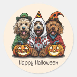 Adesivo Feliz Cachorro de Goldendoodle de Halloween