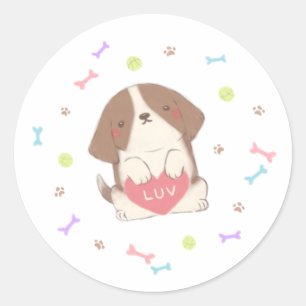 Adesivo Feliz Cachorro Feliz com Ilustração LUV