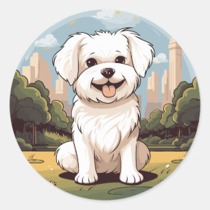 Adesivo Feliz Cachorro Maltês Feliz Feliz e Feliz