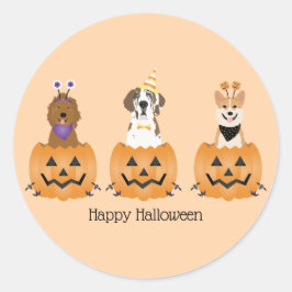 Adesivo Feliz Cachorros De Halloween Em Pumpkins