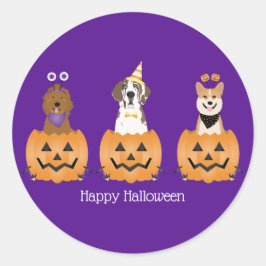Adesivo Feliz Cachorros De Halloween Em Pumpkins
