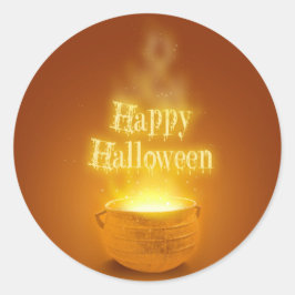 Adesivo Feliz Caldron da Bruxa de Halloween