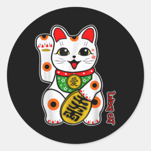 Adesivo Feliz Calico Branco Sortudo Gato Maneki-neko Righ