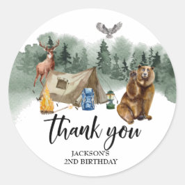 Adesivo Feliz Camper Bear Obrigado Aniversário Favor