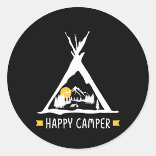 Adesivo Feliz Camper Camping Caravan - Presente