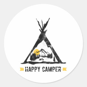 Adesivo Feliz Camper Camping Caravan - Presente