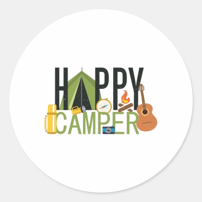 Adesivo Feliz Camper - Design de acampamento (Frente)