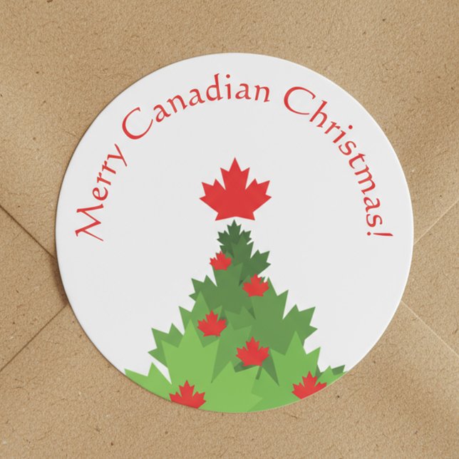 Adesivo Feliz canadense Flag Maple Leaf Christmas Tree (Criador carregado)