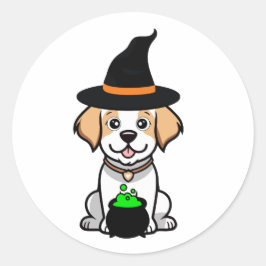 Adesivo Feliz cão Engraçado é uma bruxa