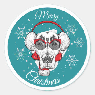 Adesivo Feliz cão legal de Natal