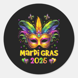 Adesivo Feliz Carnaval Mardi Gras Máscara 2025 Jes