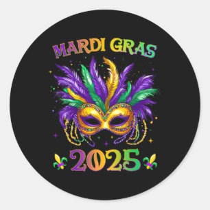 Adesivo Feliz Carnaval Mardi Gras Máscara 2025 Jes