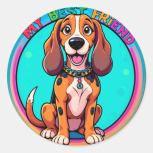 Adesivo Feliz Cartoon Beagle Dog Meu Melhor Amigo