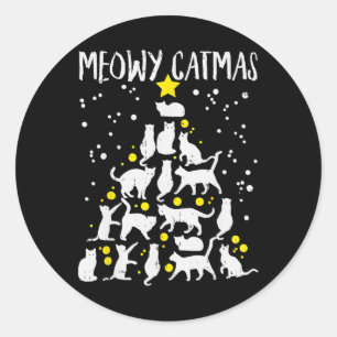 Adesivo Feliz Catma Meia Árvore de Natal Cristo de Gato