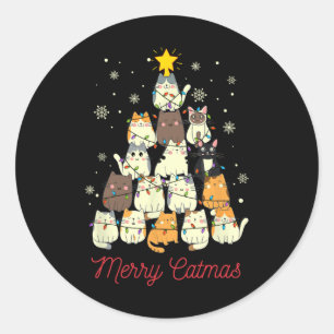 Adesivo Feliz Catmas Árvore de Natal do Gato