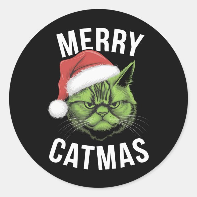 Adesivo Feliz Catmas Engraçado Gato Adora Natal (Frente)