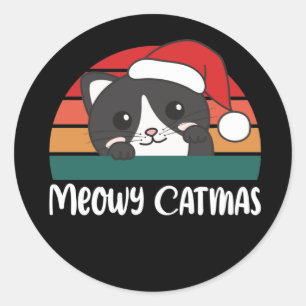 Adesivo Feliz Catmas Engraçado Gato Pun Clássico de Natal