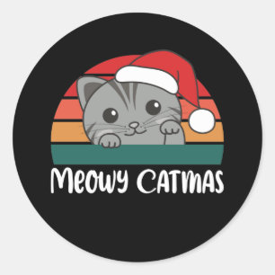 Adesivo Feliz Catmas Engraçado Gato Pun Clássico de Natal