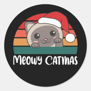 Adesivo Feliz Catmas Engraçado Gato Pun Clássico de Natal
