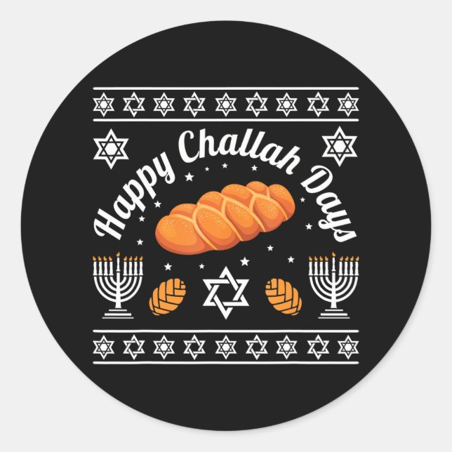 Adesivo Feliz Challah Days Hanukkah (Frente)