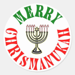 Adesivo Feliz Chrismanukah- Menorá de Natal Chanukah