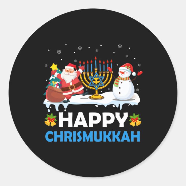 Adesivo Feliz Chrismukkah Hanukkah Divertimento Feliz Jude (Frente)