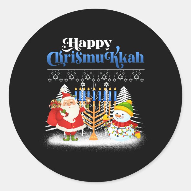 Adesivo Feliz Chrismukkah Natal Judeu Hanukkah (Frente)