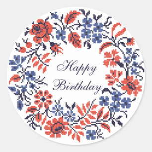 Adesivo Feliz Ciclo das Flores de Aniversário