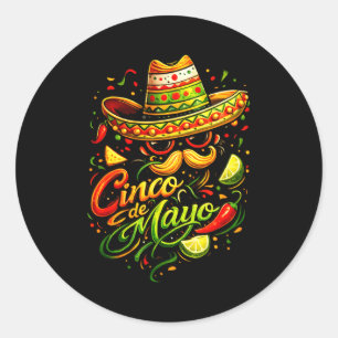Adesivo Feliz cinco de maio bigode rosto óculos de sol