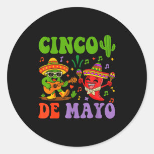 Adesivo Feliz cinco de maio cacto mexicano e pimenta