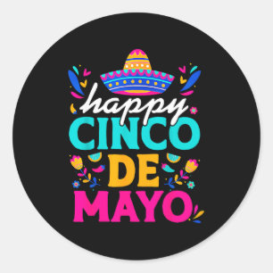 Adesivo Feliz cinco de maio mexicano chapéu margarita