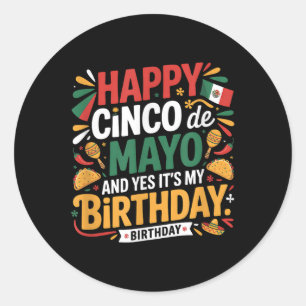 Adesivo Feliz Cinco De Mayo Aniversário Tacos Homens Mulhe