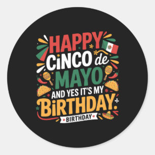 Adesivo Feliz Cinco De Mayo Aniversário Tacos Homens Mulhe
