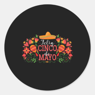 Adesivo Feliz Cinco De Mayo Com Cacto De Guitarra Sombrero