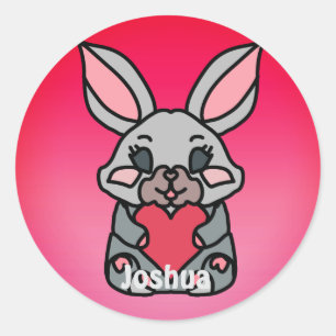 Adesivo Feliz coelho Minimalista com coração   Amor
