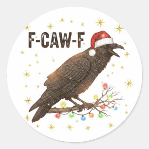Adesivo Feliz Corvo de Natal Raven F-CAW- F