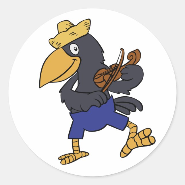 Adesivo Feliz Crow tocando violino | escolher a cor de fun (Frente)