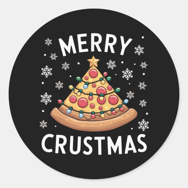Adesivo Feliz Crustmas Pizza Árvore de Natal Presentes Xma (Frente)