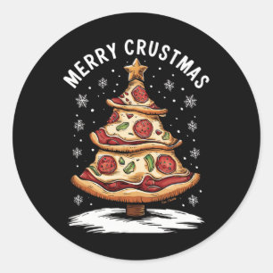 Adesivo Feliz Crustmas Pizza Árvore de Natal Xmas Engraçad