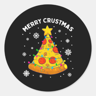 Adesivo Feliz Crustmas Pizza Árvore de Natal Xmas Oferece 
