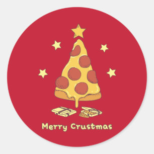 Adesivo Feliz Crustmas - Pizza Clássica Redonda de Natal S