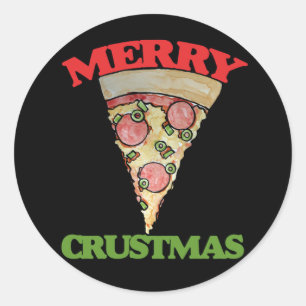 Adesivo Feliz Crustmas pizza de Natal