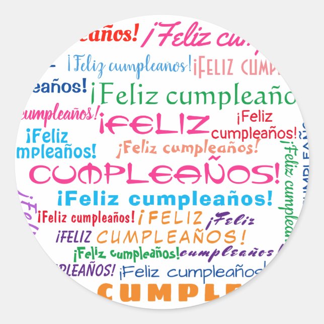 Adesivo Feliz Cumpleaños Espanhol Feliz Aniversário Cloud (Frente)