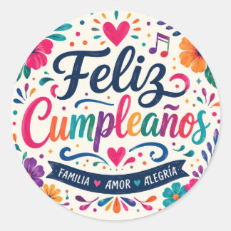 Adesivo Feliz Cumpleaños Spanish Floral Fiesta